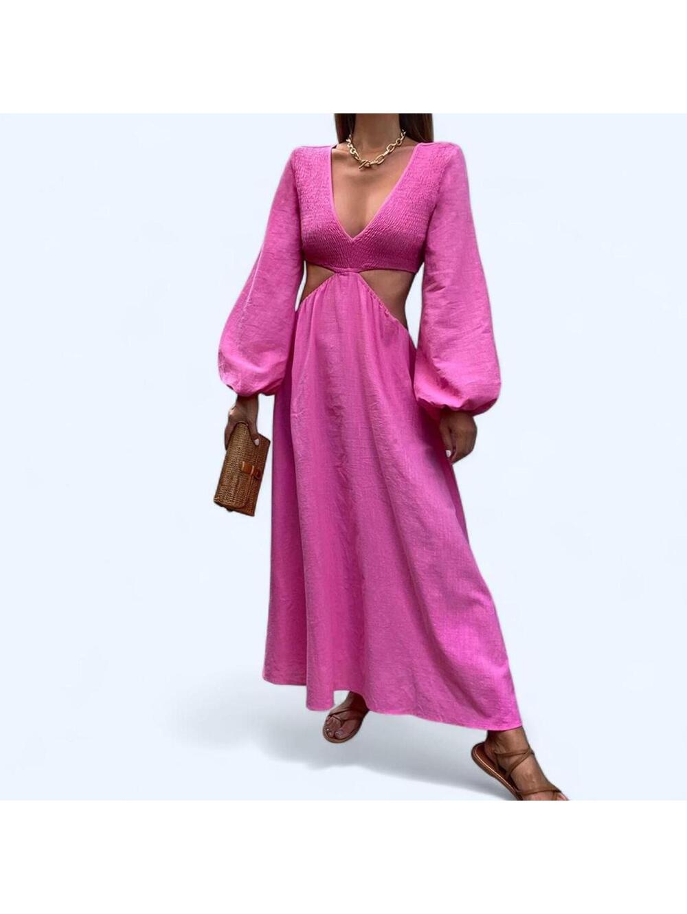seven wonders Pink maxi dress with cut out detail size XL